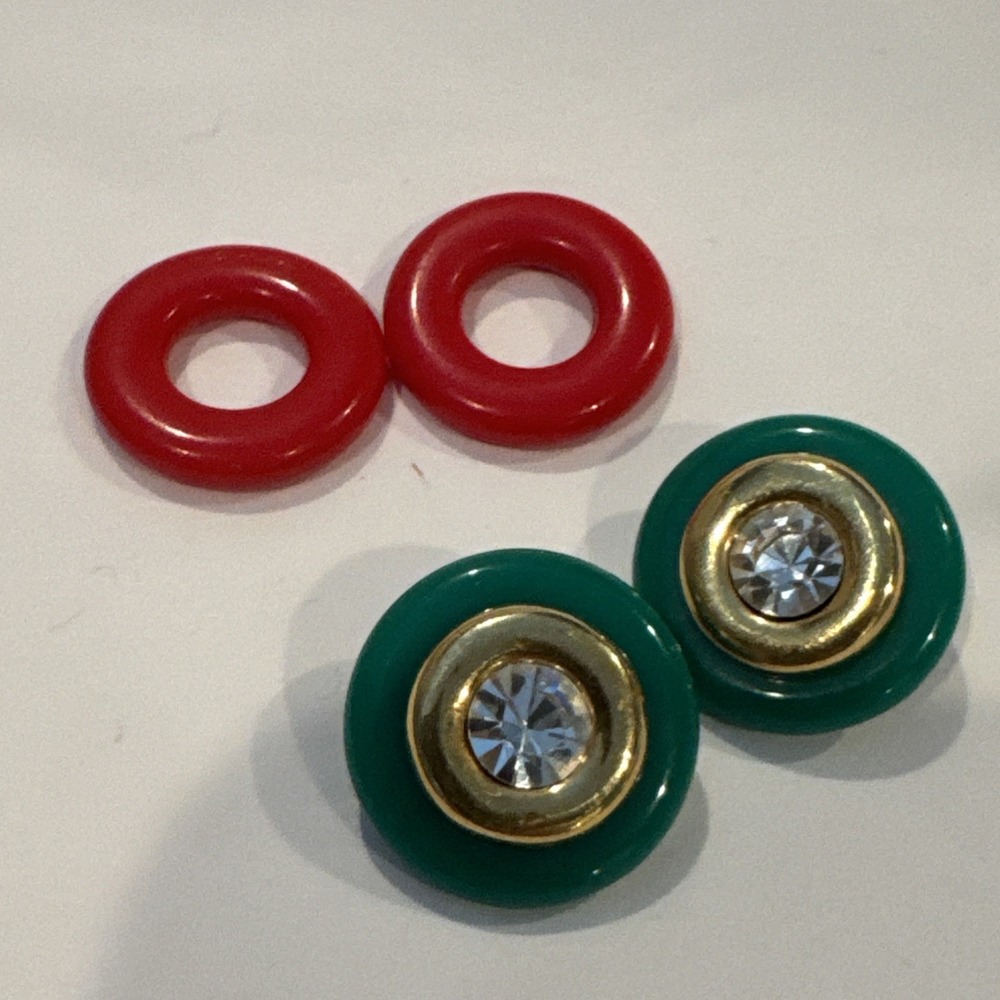 KENNETH JAY LANE KJL for Avon Red & Green Interchangeable Clip Earrings